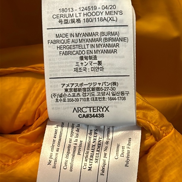 Arc’teryx • Lightweight Cerium Hoodie Size Extra Large Edziza Yellow Orange - Picture 6 of 16